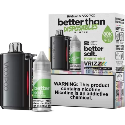 Better Salt x Voopoo Vrizz Bundle Kit – 50MG - FLAVORS#California Cherry>Fresh Mint>Miami Mint>Mixed Berry Ice>Rocket Pop>Strawberry Kiwi
