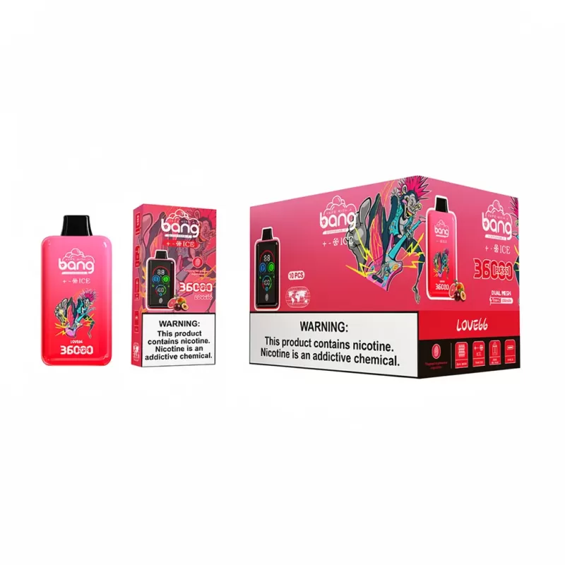 Bang Ice Level 36000 Puffs Disposable Vape, Adjustable Ice - Watermelon Ice, Love 66; 3-nicotine, 2-nicotine - Image 2