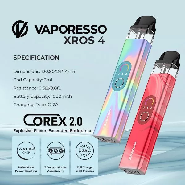 Vaporesso XROS 4 Vape Kit - Black, Blue
