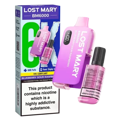Blueberry Sour Raspberry Lost Mary BM6000 Big Puff – 6000 Puffs (5 or 10 Packs)