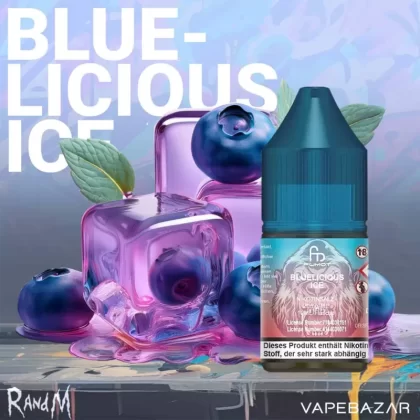 RandM Tornado Liquid – Bluelicious Ice – 20mg/ml Nikotin - Propylenglykol / pflanzliches Glycerin / Aromastoffe / Nikotin / demineralisiertes Wasser / 20 mg/ml / Ice / Blaubeere