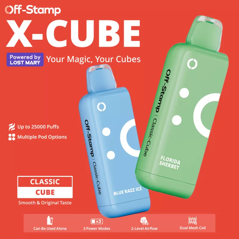 Off-Stamp X-CUBE Classic Cube 25K Disposable POD Powered By LOST MARY – 25000 Puffs - Strawberry Cream