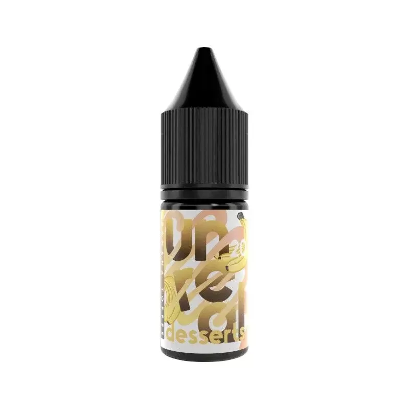 Unreal Desserts Nic Salt E-Liquids - Flavour#Banana Toffee>Butterscotch Creme>Passionfruit Meringue>Strawberry Double Cream>Vanilla Cheesecake~Nic Salt Strength#5mg>10mg>20mg