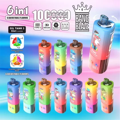 Bang Blaze 100000 100K Puffs 6 in 1 Flavors Newest Original Rechargeable LED Display Disposable Vape - Vapeq10