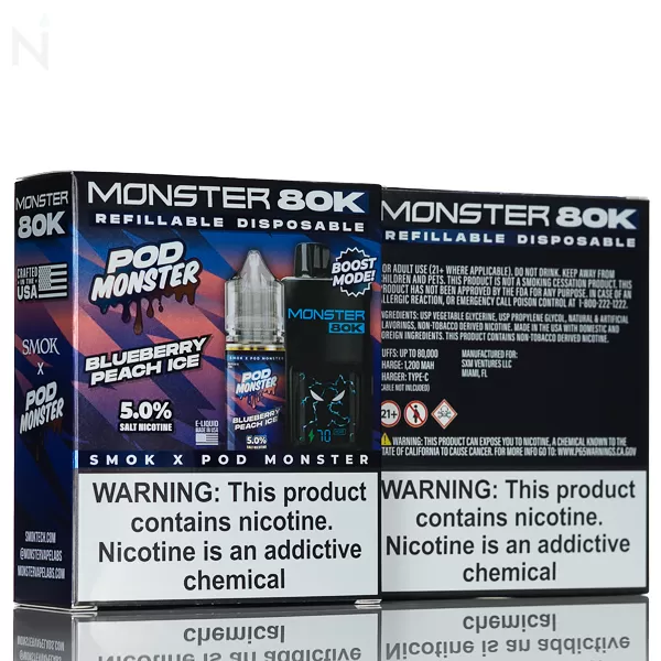 SMOK x Pod Monster 80K Puffs Refillable Disposable - Cool Blue Candy Crush - Image 3