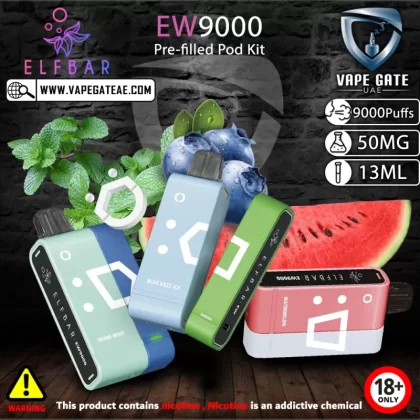 ELF Bar EW9000 Puffs Disposable Pre-filled Pod Kit - Grape - Blue (Device) / 50 mg
