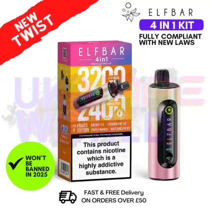 Fruit Edition Elf Bar 3200 & 2400 Puff (4 in 1) Prefilled Pod Kit