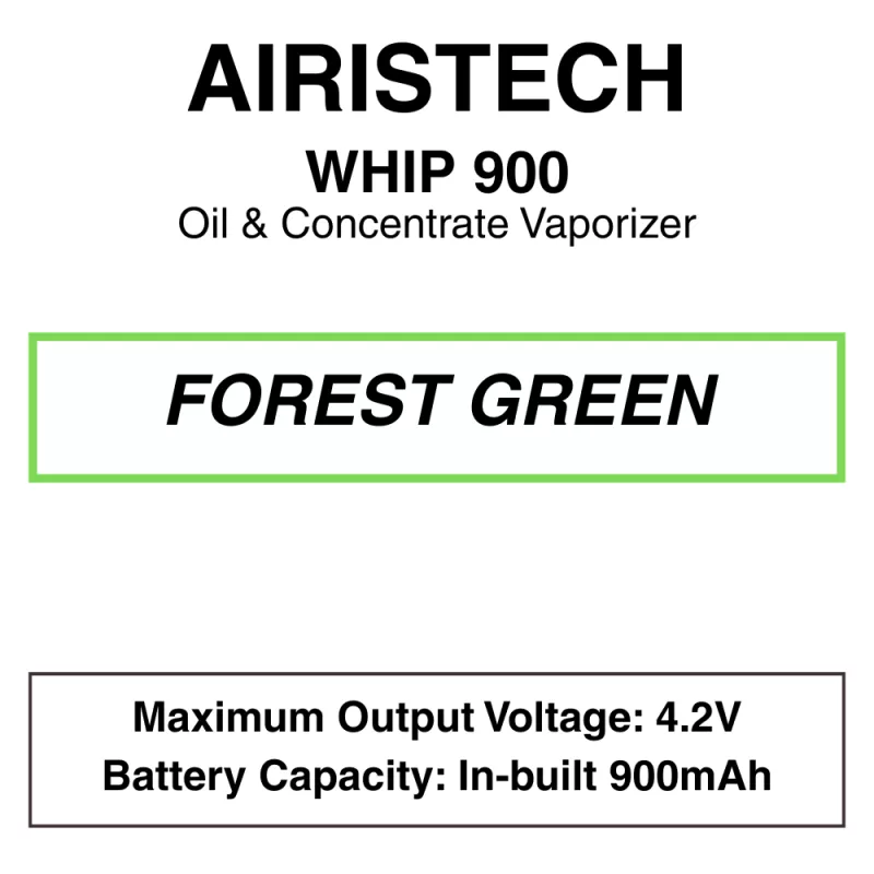 Airistech – Whip 900 – 510 Cartridge Tank Concentrate Vaporiser – 900mAh – Dual Charging Port - Vapeys Co Nz - Image 2