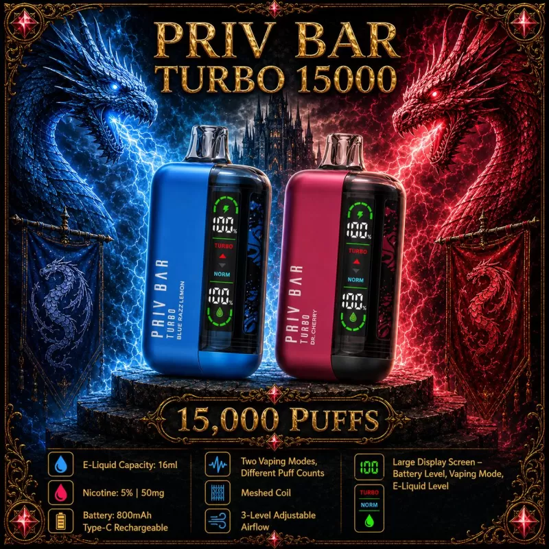 PRIV Bar Turbo 15000 - Blue Razz Lemon - Vapeciga