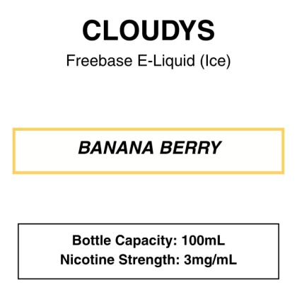 Banana Berry – Cloudys Premium E- Liquid Nic Freebase 100ml - Vape Product, Vape Product