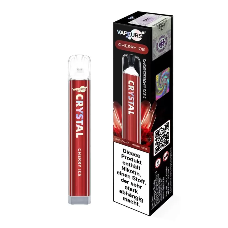 VAPEURS Crystal – Cherry Ice - 550 mAh / Propylenglykol / Aromastoffe / Glycerin / Nikotinsalz / 20mg/ml / Cherry Ice - Image 3