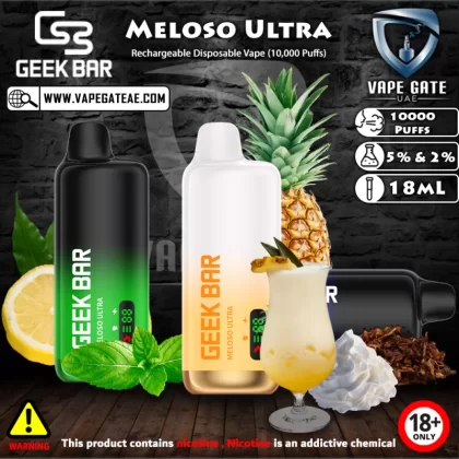 Geek Bar Meloso Ultra Rechargeable Disposable Vape (10,000 Puffs) - 50 mg / Strawberry Watermelon Ice