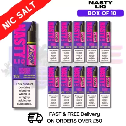 Blue Raspberry Lemonade – NastyLiq Nic Salt Box Of 10