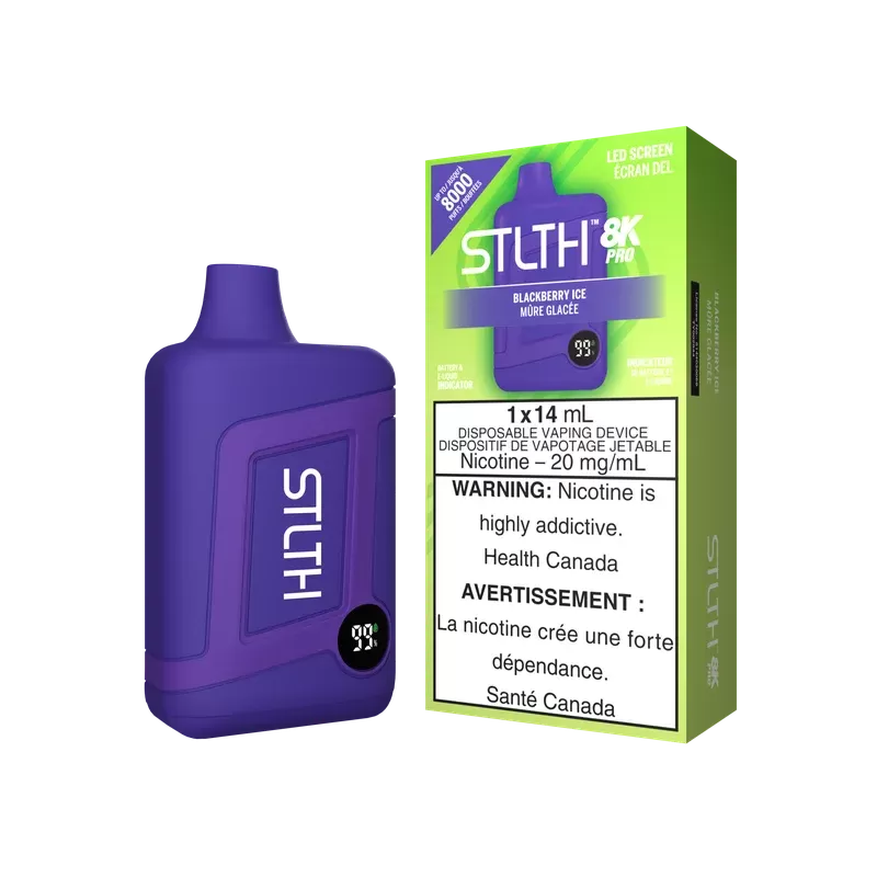 Stlth Pro 8K - Flavours#BLACKBERRY ICE>BLOOD ORANGE ICE>GREEN APPLE ICE>HAWAIIAN MIST ICE – EXOTIC FRUIT>ICE MINT>JUICY PEACH>PEACH BLUE RAZZ ICE>PEACH MANGO ICE>PRISM ICE>QUAD BERRY>RICH TO (5A422D)