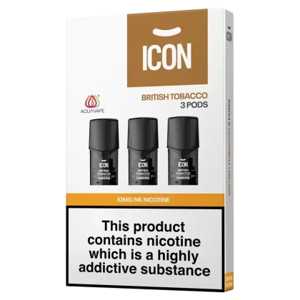ICON Aquavape British Tobacco Pods (Pack of 3) - 10mg - Vape Product (A9BD74)