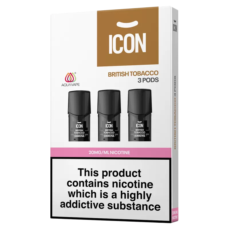 ICON Aquavape British Tobacco Pods (Pack of 3) - 10mg - Vape Product (A9BD74) - Image 2