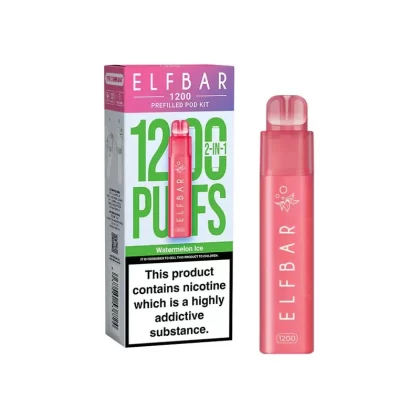 Elf Bar 1200 Watermelon Ice Prefilled Pod Vape - Nicotine Strength#20mg (97FE29)