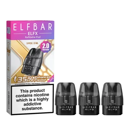 Elf Bar ELFX Dual Mesh 2.0 Replacement Vape Pods 2ml - 3 Pods