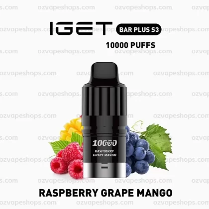 IGET Bar Plus S3 Pod – Raspberry Grape Mango - Ozvapeone