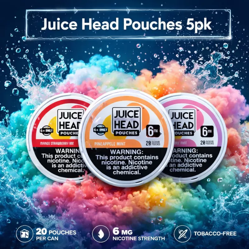 Juice Head Pouches 5pk PRE-PRICED (MSRP $1.99) - Blueberry Lemon Mint / 6mg - Vapeciga