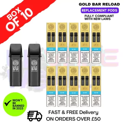 ICE POP Gold Bar Reload Prefilled Pods Box of 10