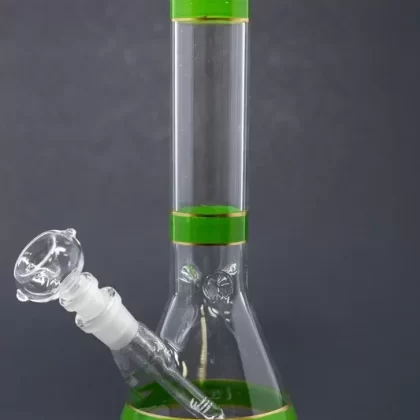 10″ Green Stripe Beaker Bong w/ Ice Catcher