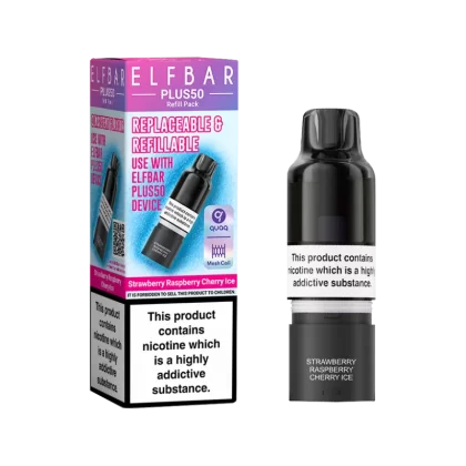 Strawberry Raspberry Cherry Ice ElfBar Plus 50 Refill Pack - 20mg - Vape Product