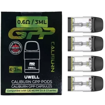 Uwell Caliburn GPP Replacement Pod Cartridge (4pcs/pack) - 0.4ohm XL SIDE-FILL - 3pcs/pack