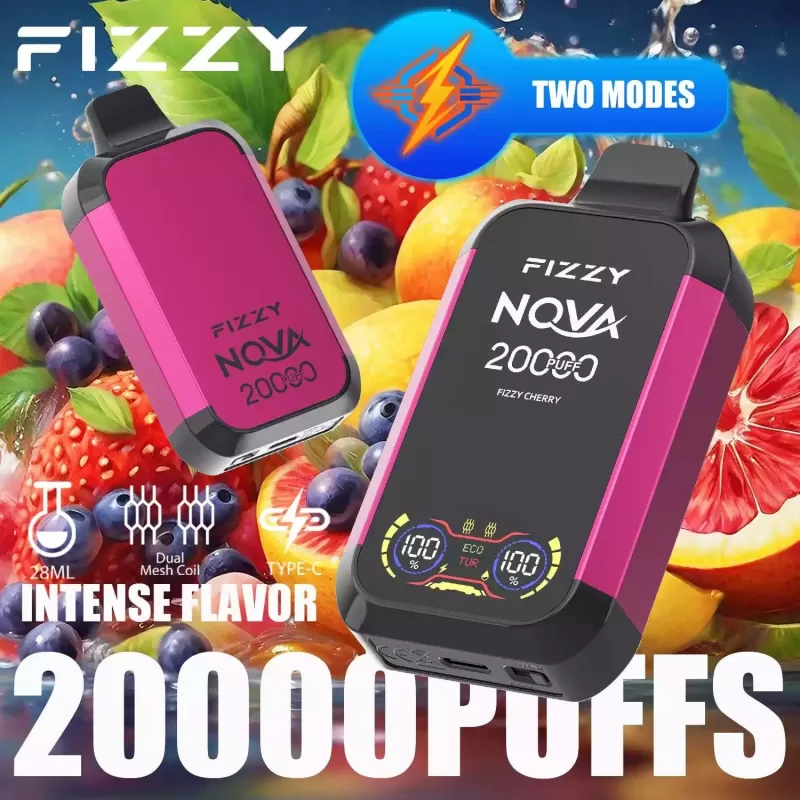 Fizzy Nova 20000 Puffs | dual mesh coil, LCD screen, rechargeable disposable vape bulk & wholesale - Aiviouvapes - Image 2