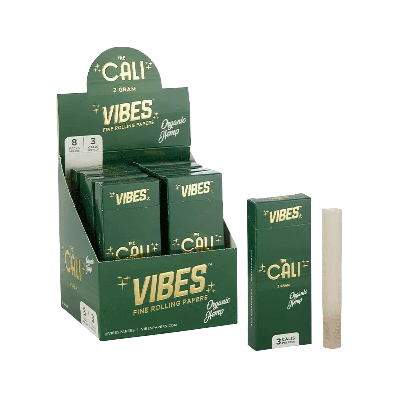 VIBES® | The CALI 2 Gram Pre-Rolled Cones | 109mm – Organic Hemp – 8 Count