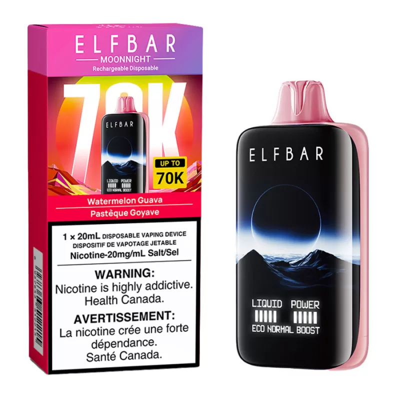 Elf Bar MoonNight 70K Disposable Vape Device - Watermelon Guava 20ml - 20mg/ml