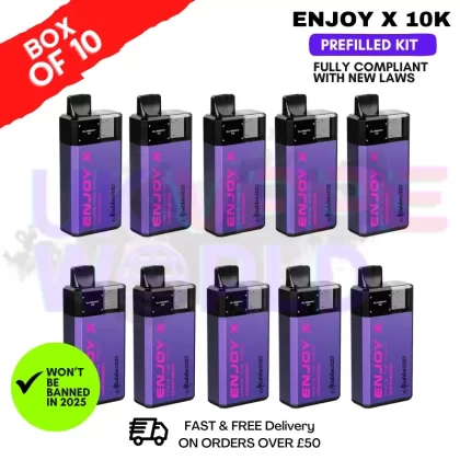 Blue Sour Raspberry Enjox X 10K Puff Prefilled Pod Kits Box Of 10
