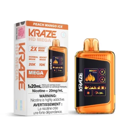 Kraze HD Mega Peach Mango Ice (20K Puffs) Disposable Vape