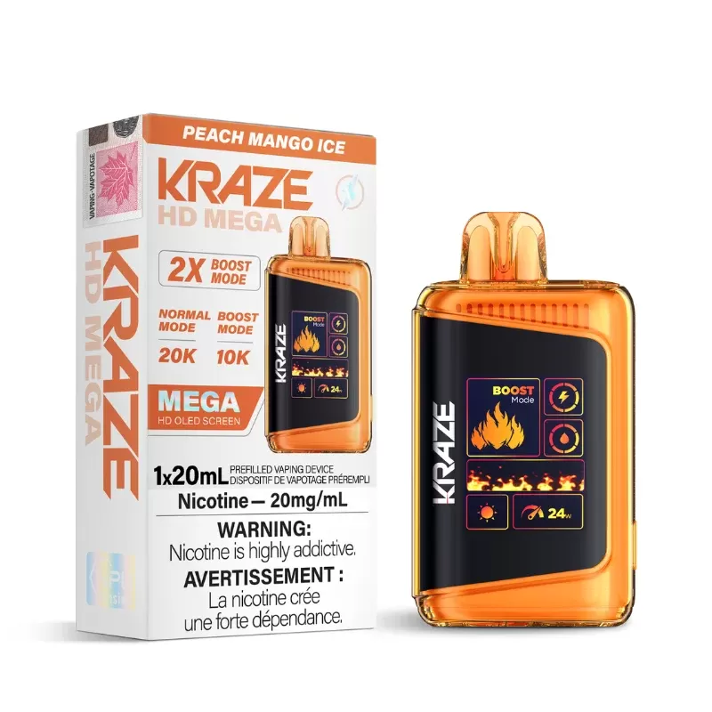 Kraze HD Mega Peach Mango Ice (20K Puffs) Disposable Vape