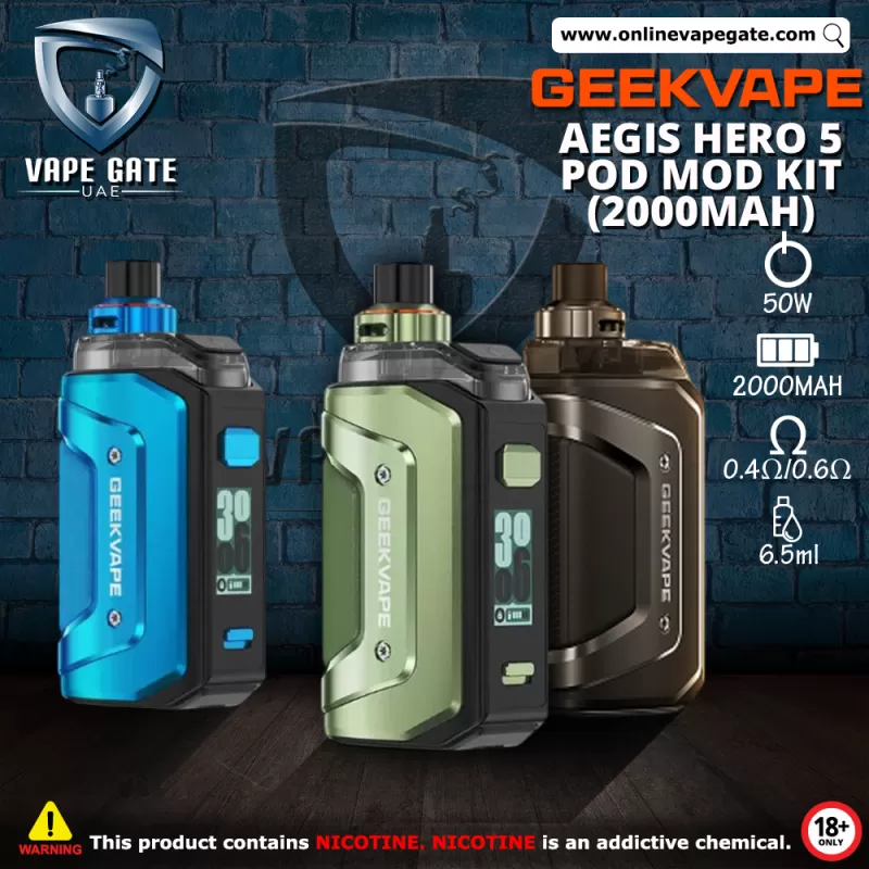 Geekvape Aegis Hero 5 Pod Mod Kit (2000mAh) - Steel Silver