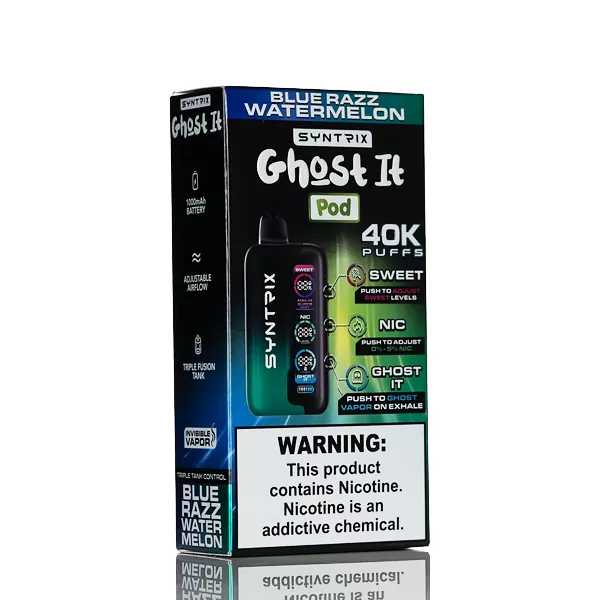 SYNTRIX x Pod Juice Ghost It 40K 40000 Puffs Disposable Vape - 14mL - Miami Mint - Image 3