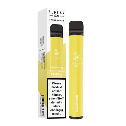 ELF BAR 600 – Lemon Tart - Zitrone / Elf Bar / 20mg/ml / 550 mAh / Glycerin / Propylenglykol / Nikotin-Benzoat / Aromastoffe / ca. 600
