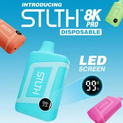 STLTH 8K PRO DISPOSABLE - FLAVOUR#ARCTIC MINT>BLACKBERRY ICE>BLUE RAZZ LEMON ICE>GREEN APPLE ICE>JUICY PEACH ICE>KIWI DRAGON BERRY ICE>PEACH BLUE RAZZ ICE>QUAD BERRY>STRAWBERRY LIME ICE~STRE