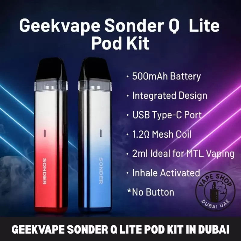 Geekvape Sonder Q Lite Pod Kit In Dubai - Metallic Black, Metallic Blue
