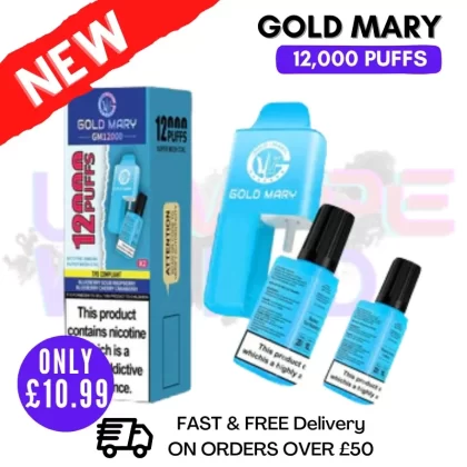 Blue Sour Raspberry Gold Mary 12000 Puff 12K Bar Disposable Kit