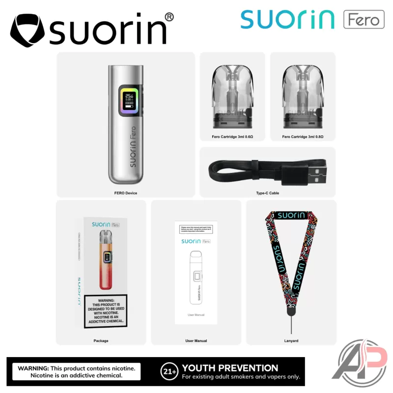 Suorin Fero 25w Pod System Starter kit Device - Black Jack, Blue Margarita - Image 3