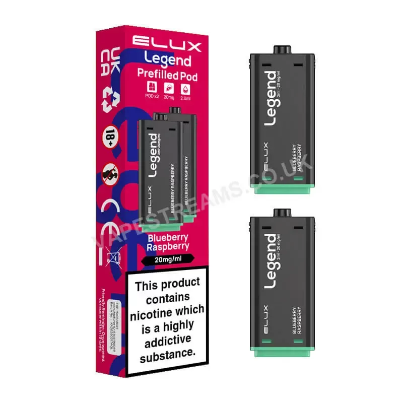 Elux Legend 1500 Blueberry Raspberry Pods - Vapestreams Co