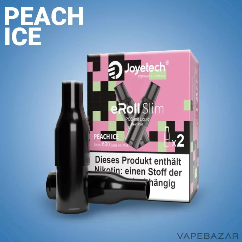 Joyetech eRoll Slim Prefilled Pod – Peach Ice (2er Pack) - Joyetech / 20mg/ml / 2ml / ca. 600 / Glycerin / Aromen / Propylenglykol / Nikotin / Nein / Pfirsich / Ice - Image 2