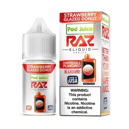 Pod Juice x RAZ Strawberry Glazed Donut TFN Salt 30ml - Vape Product, Vape Product