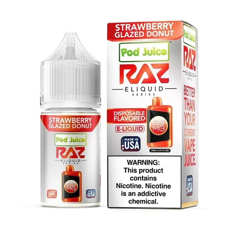 Pod Juice x RAZ Strawberry Glazed Donut TFN Salt 30ml - Vape Product, Vape Product