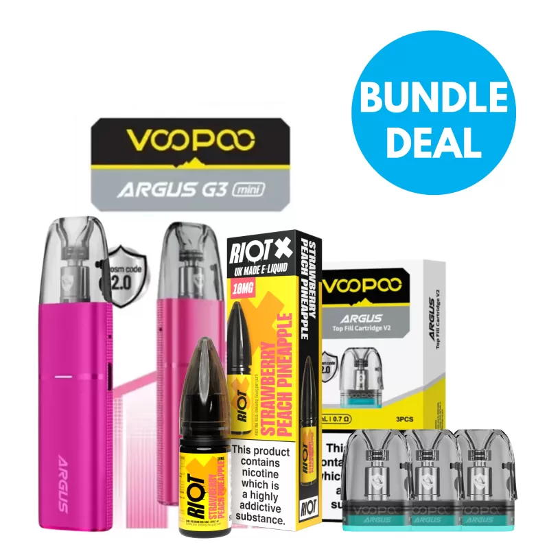 10mg (1%) Voopoo Argus G3 Mini Pod Kit Bundle - Voopoo / Pod Kit / Grass Green / Hot Pink / Lilac Purple / Midnight Black / Moonlight Silver / Rose Gold / Scarlet Red / Sky Blue / Space Gray