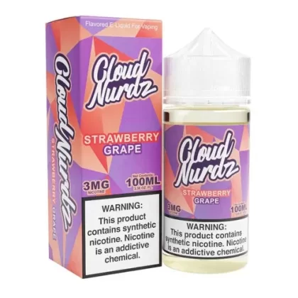 Cloud Nurdz Grape Strawberry Synthetic Nicotine 100ml E-Juice