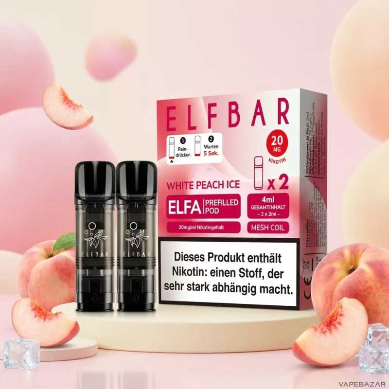 ELFBAR ELFA Pods White Peach Ice 20mg – 2er Pack - Elf Bar; Pfirsich; 20mg/ml