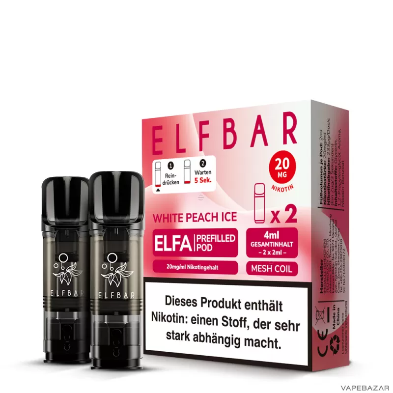 ELFBAR ELFA Pods White Peach Ice 20mg – 2er Pack - Elf Bar; Pfirsich; 20mg/ml - Image 3