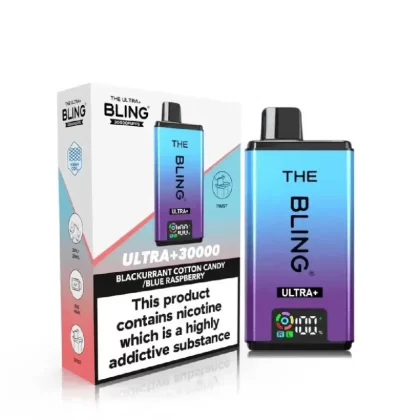 The Bling Ultra Plus 30K Vape Kit Blackcurrant Cotton Candy / Blueberry Raspberry - Nicotine Strength#20mg (ADA8F9)